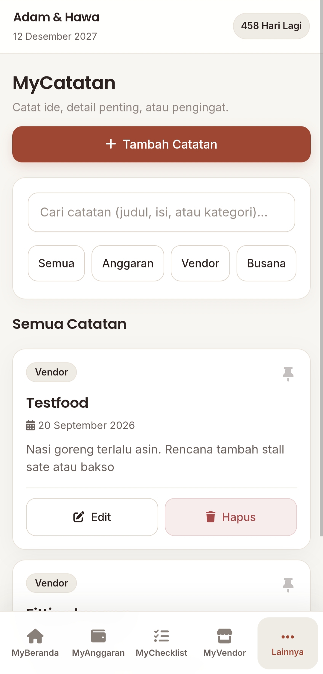 Catatan Utama